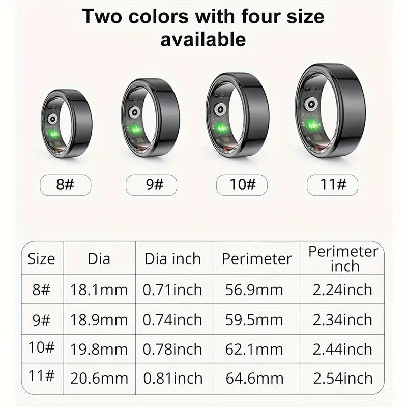 NNETM Smart Ring Fitness Tracker - Stainless Steel Workout Smart Ring